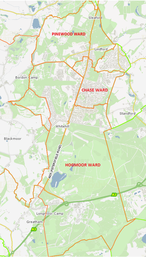 Whitehill and Bordon Ward Map