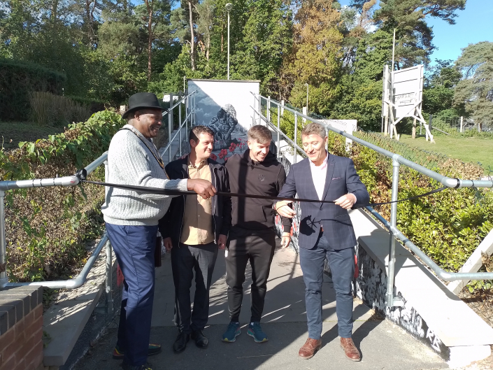 Ben Shephard Cutting the Ribbon with Leeroy Scott, Ryan Brudenell and Brian Wood