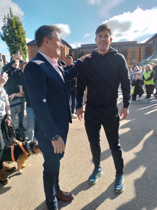 Brian Wood and Ben Shephard with his Hand on Shoulder