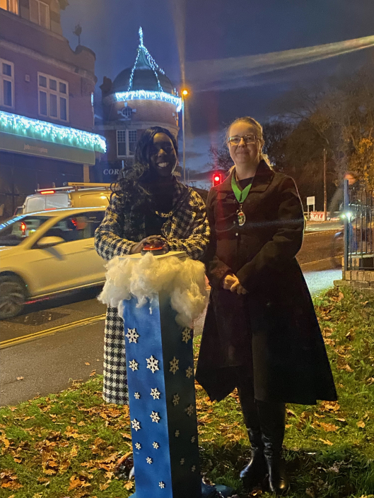 Cllr Kennard and Cllr Clark at 2021 Christmas light switch on