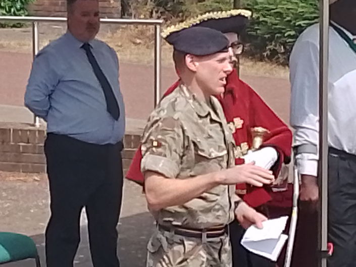 REME soldier giving speech