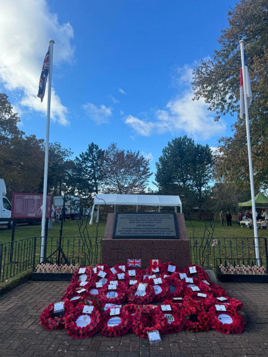 Wreaths at war memorial